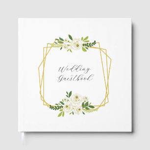 Livre D'or Cadre Floral Rose Blanche Luxueux