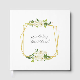 Livre D'or Cadre Floral Rose Blanche Luxueux
