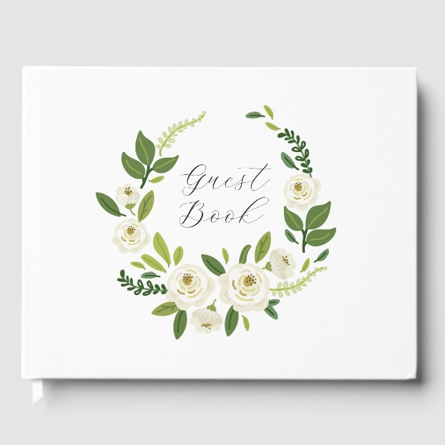 Livre D'or Cadre Floral Rose Blanche Luxueux (Recto)