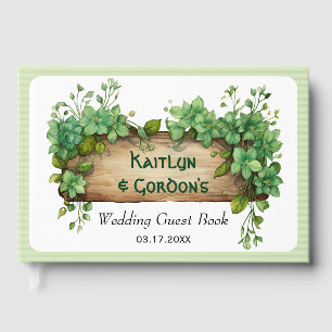 Livre D'or Cadre, verdure et rayures St. Patrick mariage