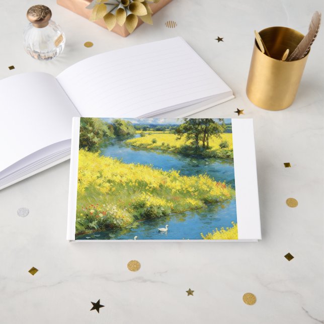 Livre D'or Cahier à reliure rigide Scenic River & Duck | Natu (Recto ouvert)
