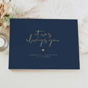 Livre D'or CAITLIN Élégant mariage simple bleu marine et or