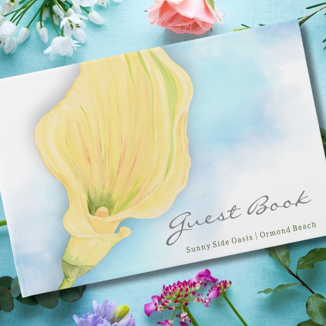Livre D'or Calla jaune Lily Blue Sky location vacances (Beautiful Yellow Calla Lily Original Art with Blue Sky Guest Book)