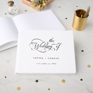 Livre D'or Calligraphie classique romantique Mariage noir et
