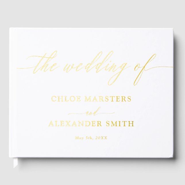 Livre D'or Calligraphie délicate mariage or blanc (Recto)