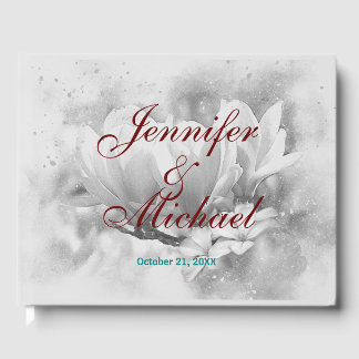 Livre D'or Calligraphie florale classique mariage