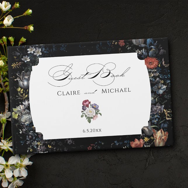Livre D'or Calligraphie florale noire (Créateur téléchargé)
