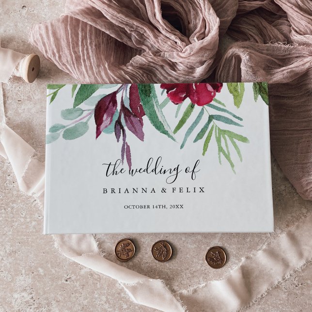 Livre D'or Calligraphie Mariage floral de couleur tropicale (Créateur téléchargé)