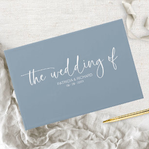 Livre D'or Calligraphie moderne mariage bleu poussiéreux