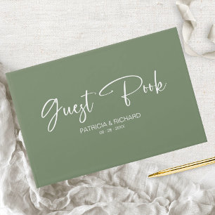 Livre D'or Calligraphie Moderne Mariage Vert Sauge