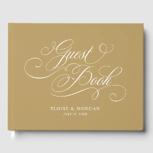 Livre D'or Calligraphie moderne or intemporel et mariage blan