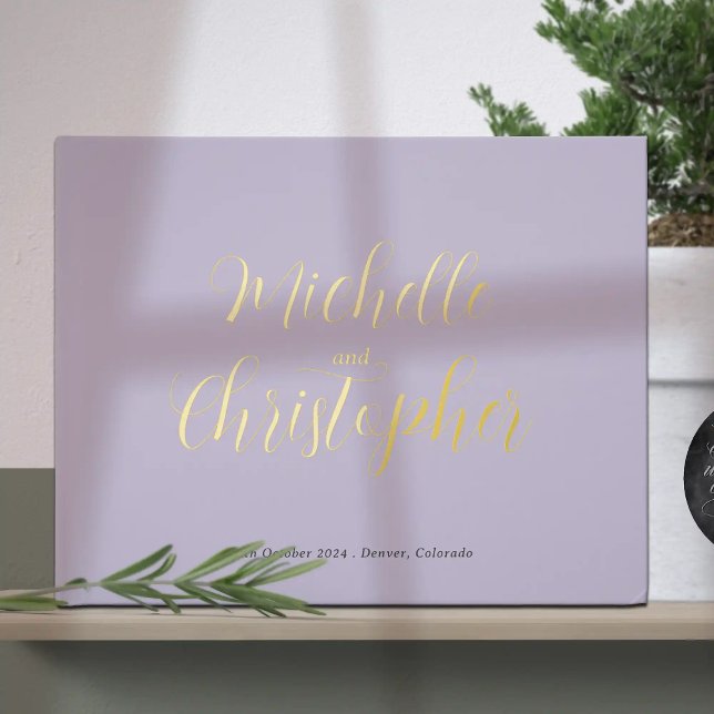 Livre D'or Calligraphie moderne pour la mariée et le Mariage  (Modern Calligraphy for Bride and Groom's Wedding foil guest book. Simple elegant wedding style.)