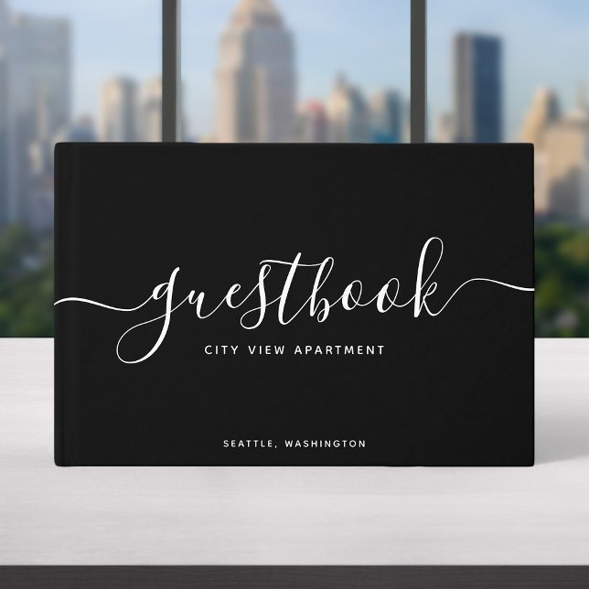 Livre D'or Calligraphie noir et blanc Vacances maison ou loca (Créateur téléchargé)