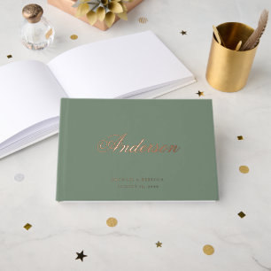 Livre D'or Calligraphie Nom Dark Sage Green Mariage