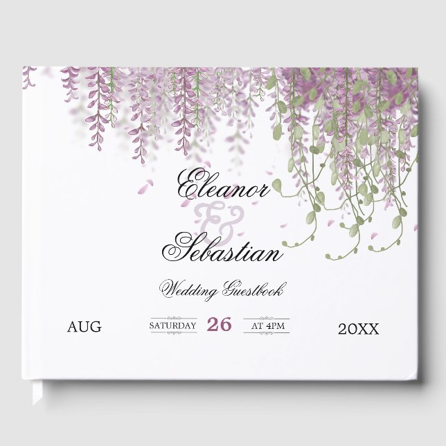 Livre D'or Calligraphie romantique Wisteria Purple Mariage (Recto)