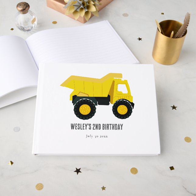 Livre D'or Camions de construction Anniversaire (Recto ouvert)