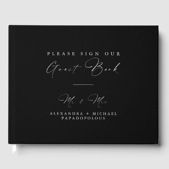 Livre D'or Carbone noir Elegant Minimal Mariage Guestbook (Recto)