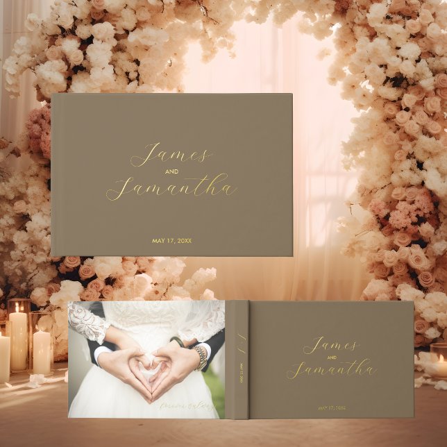 Livre D'or Carnet d'huile d'invité mariage | Neutre foncé (Créateur téléchargé)
