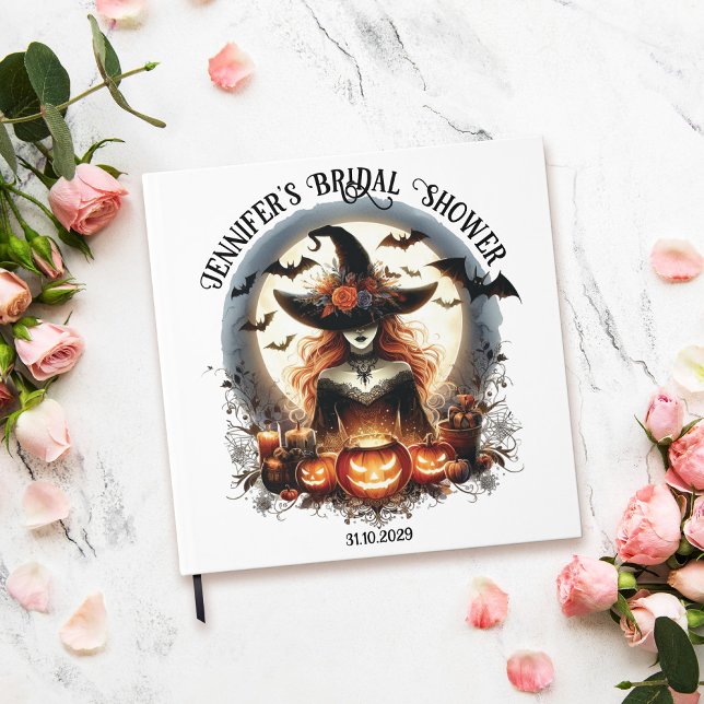 Livre d'or carré de la mariée pour une Baby Shower (witchy bridal shower guest book)