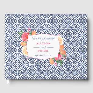 Livre D'or Carreaux Espagnols Bleus Avec Oranges Citrus Maria