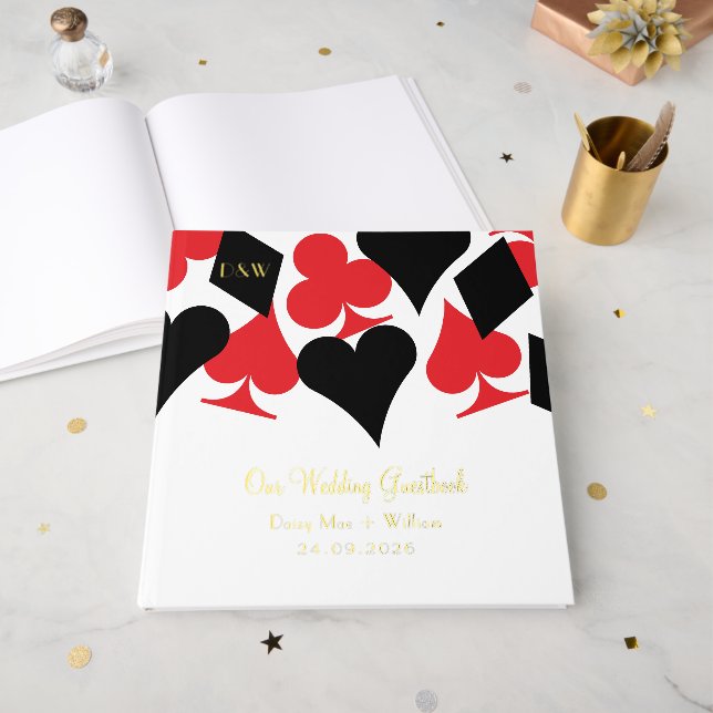 Livre D'or Carte rouge et noire - Mariage Las Vegas (Recto ouvert)