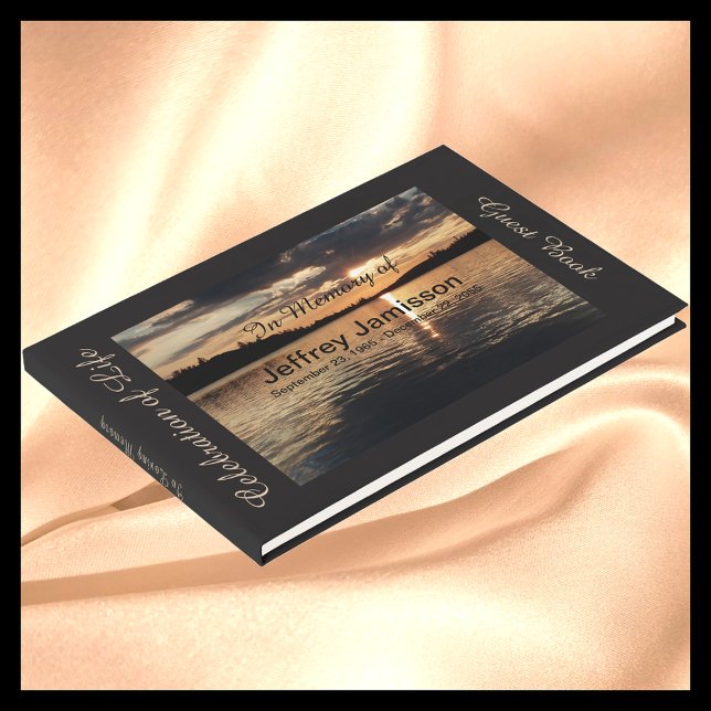 Livre D'or Célébration de la vie, coucher du soleil au lac, N (Créateur téléchargé)