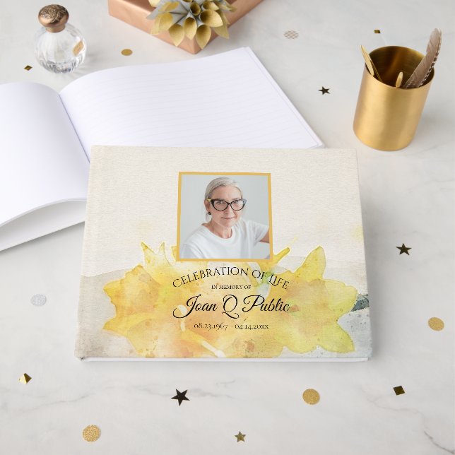 Livre D'or Célébration de la vie des jonquilles jaunes (Recto ouvert)