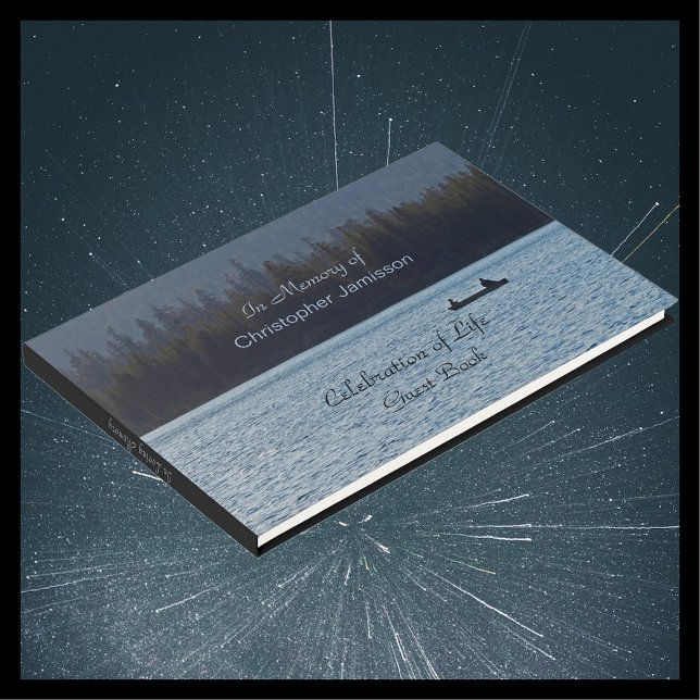 Livre D'or Célébration de la vie, nom, lac, deux pêcheurs (Créateur téléchargé)