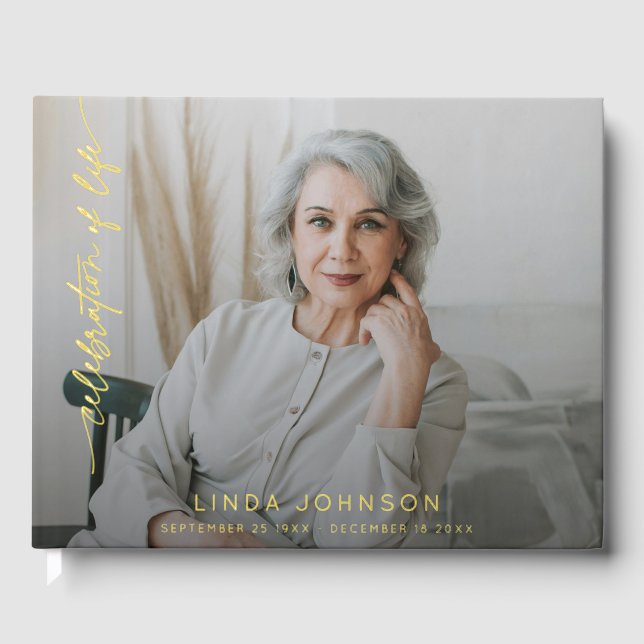 Livre D'or Célébration de la vie Souvenir Photo Funérailles (Recto)