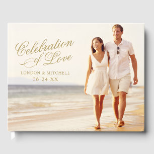 Livre D'or Célébration de l'amour en or antique Photo Mariage