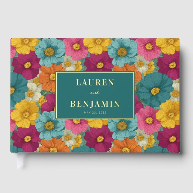 Livre D'or Célébration Florale Abstraite Joyeuse (Recto)