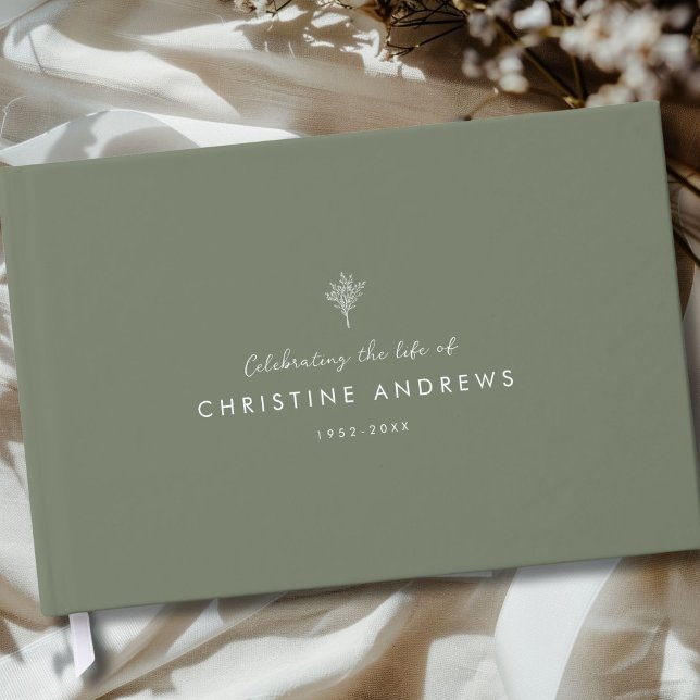 Livre D'or Celebration of Life Floral Memorial Green (Celebration of Life Floral Memorial Green Guest Book)