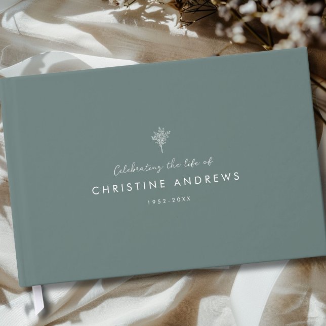 Livre D'or Celebration of Life Floral Memorial Green (Celebration of Life Floral Memorial Green Guest Book)