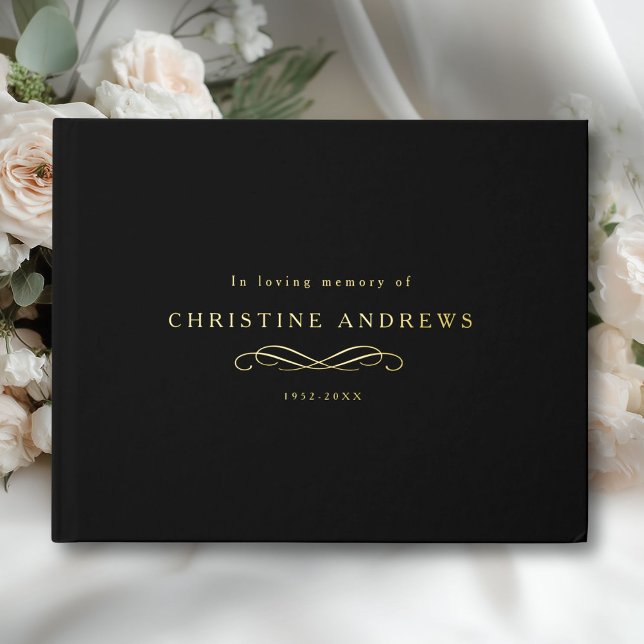 Livre D'or Celebration of Life Memorial–Elegant Minimal Black (Celebration of Life Memorial–Elegant Minimal Black Foil Guest Book)