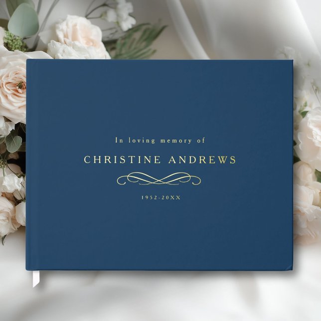 Livre D'or Celebration of Life Memorial–Elegant Minimal Blue (Celebration of Life Memorial–Elegant Minimal Blue Foil Guest Book)