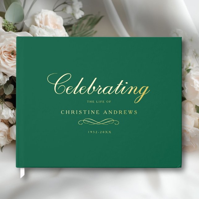 Livre D'or Celebration of Life Memorial–Elegant Minimal Green (Celebration of Life Memorial–Elegant Minimal Green Foil Guest Book)