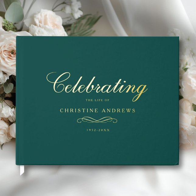 Livre D'or Celebration of Life Memorial–Elegant Minimal Teal (Celebration of Life Memorial–Elegant Minimal Teal Foil Guest Book)