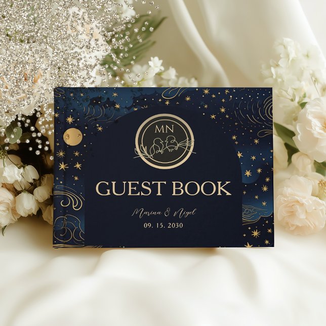 Livre D'or Celestial Navy Gold Wedding (Créateur téléchargé)