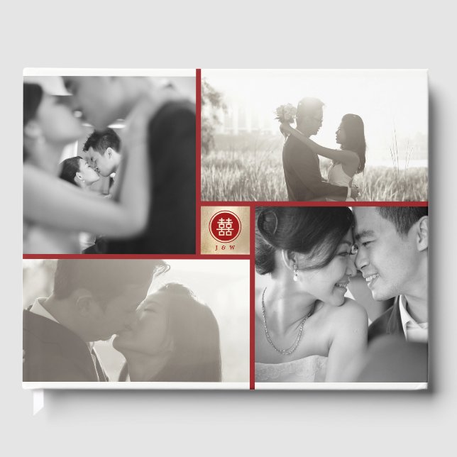 Livre D'or Cercle Double Bonheur 4 Photo Mariage chinois (Recto)