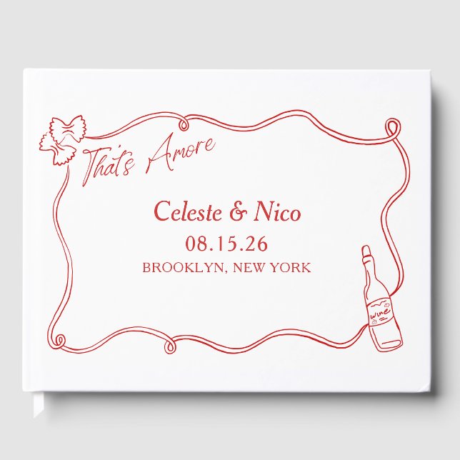 Livre D'or C'est Amore Mariage rouge personnalisé Italie tiré (Recto)