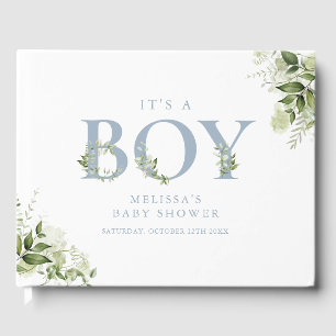Livre D'or C'est un garçon Dusty Blue Floraison Lettre Baby S