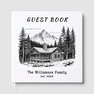 Livre D'or Chalet de montagne rustique nom de famille personn