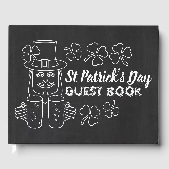 Livre D'or Chalkboard Leprechaun, Saint Patrick's Day (Recto)