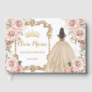 Livre D'or Champagne Florale rose vintage Quinceanera