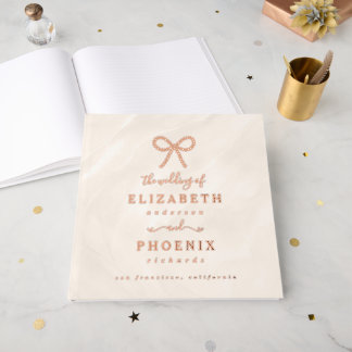 Livre D'or Champagne Pearl Bow Elegant Square Wedding