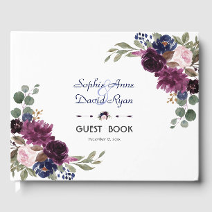 Livre D'or Charm Lavender Marine bleu Floral Floral Mariage
