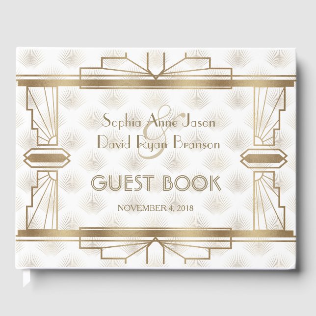 Livre D'or Charmante Gold Great Gatsby Art Déco Mariage des a (Recto)