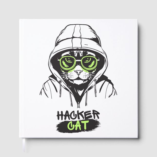 Livre D'or Chat de pirate cyber joueur codeur drôle tech (Recto)