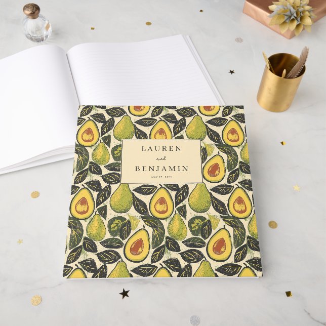 Livre D'or Cheerful Green Avocado Illustration (Recto ouvert)
