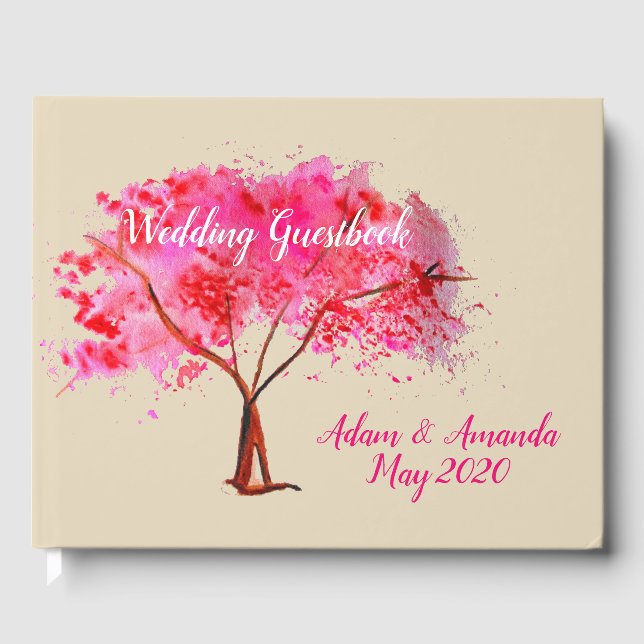 Livre D'or Cherry Blossom mariage d'aquarelle (Recto)